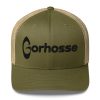 Casquette Trucker Gorhosse verte avec broderie noir