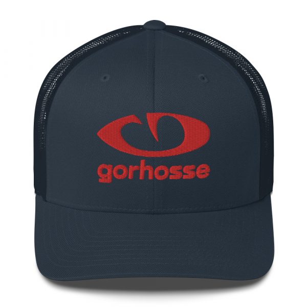 Casquette Trucker Gorhosse noir et bleu marine avec broderie rouge