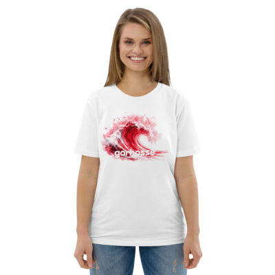 T-shirt Gorhosse Red Wave – T-shirt surf en coton biologique unisexe